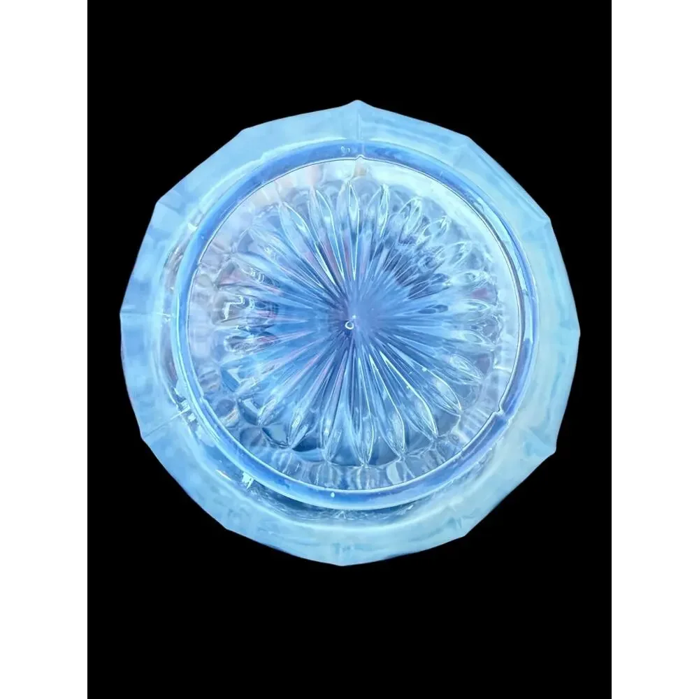 Mosser White Ice Blue Opalescent Glass Celery Vase Spooner
